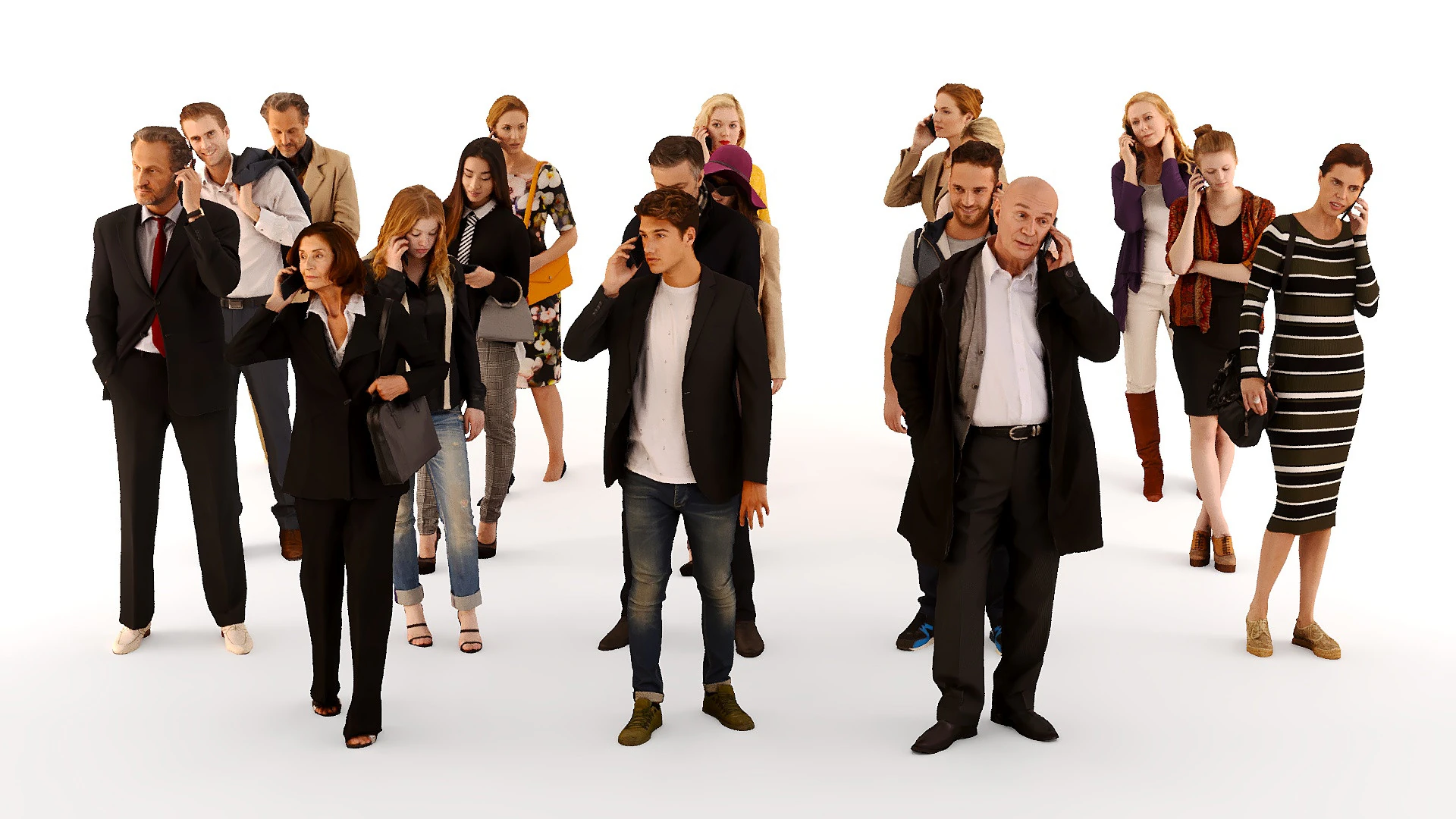 People with cell phones 3D Model .c4d .max .obj .3ds .fbx .stl .blend