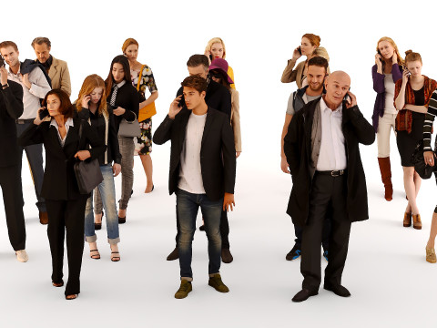 People with cell phones 3D Model
