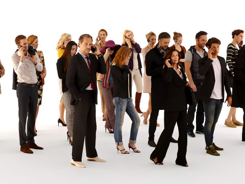People with cell phones 3D Model