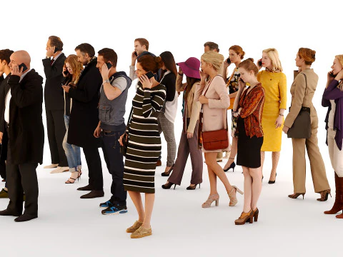 People with cell phones 3D Model