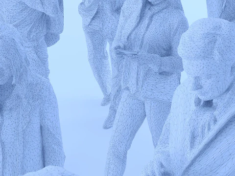 People with cell phones 3D Model