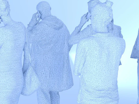 People with cell phones 3D Model