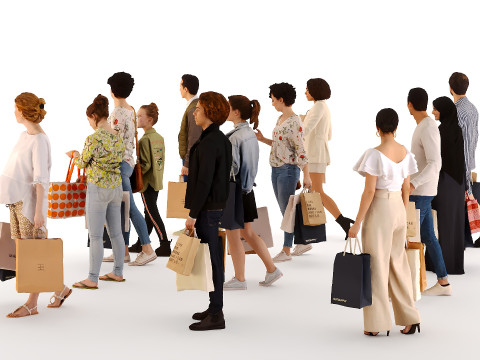 People with hand luggage 3D Model
