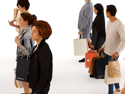 People with hand luggage 3D Model