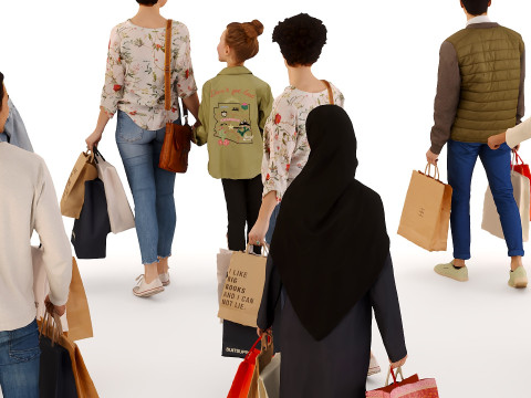 People with hand luggage 3D Model