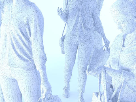 People with hand luggage 3D Model