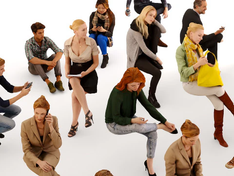 Sitting people 02 3D Model