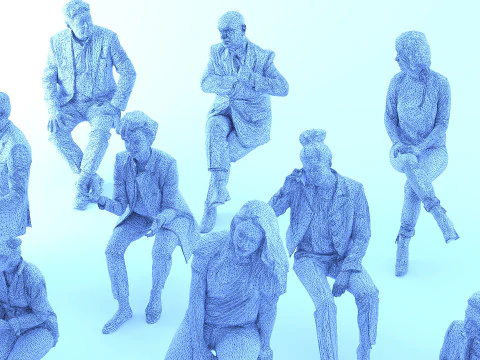 Sitting people 02 3D Model