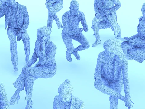 Sitting people 02 3D Model