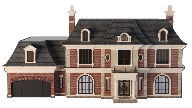 Classic brick house Model 3D .c4d .max .obj .3ds .fbx .stl .blend