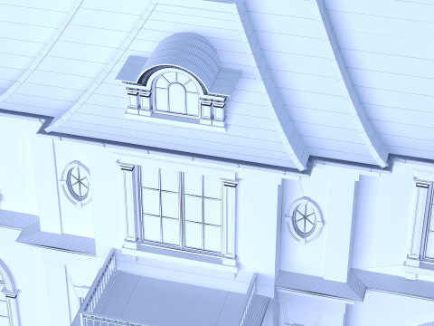 Classic brick house Model 3D