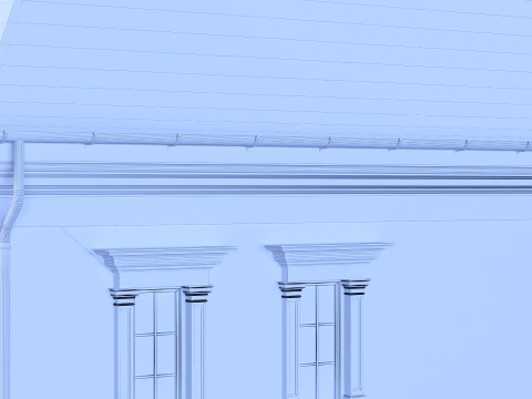 Classic brick house Model 3D