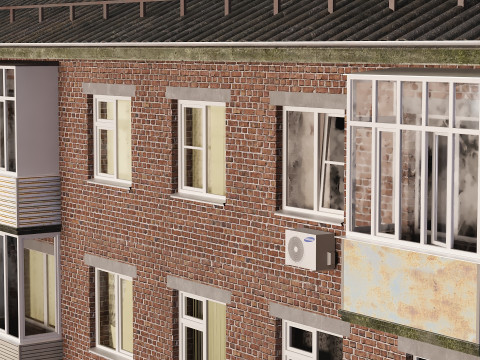 Soviet red brick building from the 60s 3D Модель