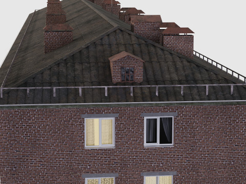 Soviet red brick building from the 60s 3D Модель