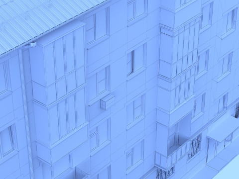 Soviet red brick building from the 60s 3D Модель