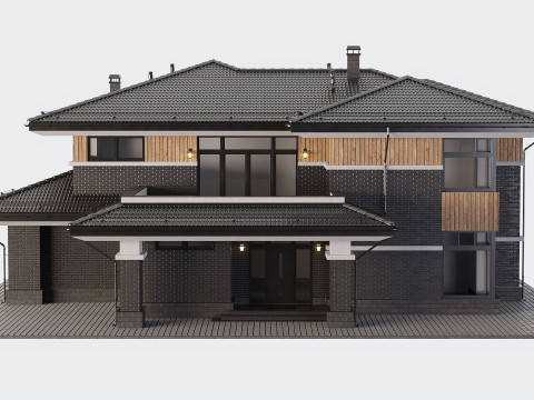 Two-storey cottage with metal roofing 3D Model