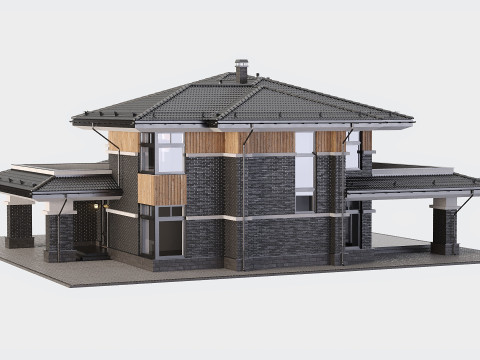 Two-storey cottage with metal roofing 3D 모델