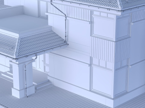 Two-storey cottage with metal roofing 3D 모델
