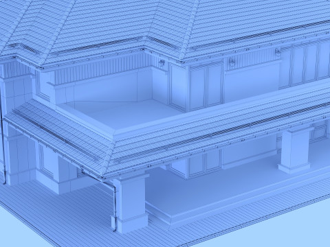 Two-storey cottage with metal roofing 3D 모델