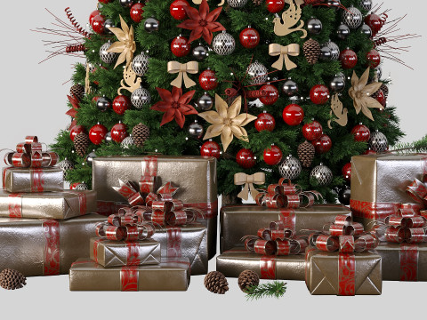 New years tree with presents 3D-Modell