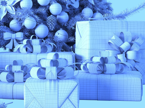 New years tree with presents 3D-Modell