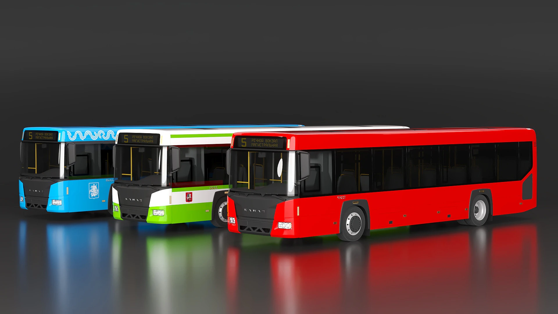 KAMAZ city bus 3D Model .c4d .max .obj .3ds .fbx .stl .blend