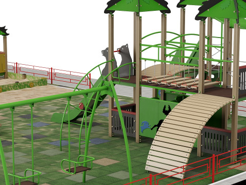 Playground with a large sandbox 3D Model