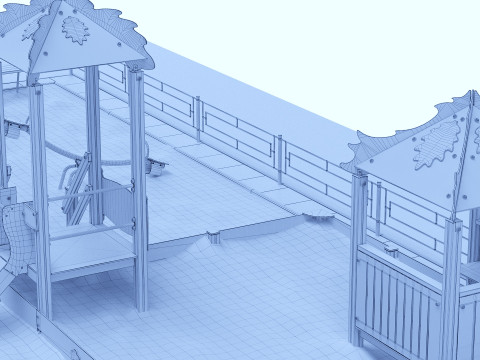 Playground with a large sandbox 3D Model