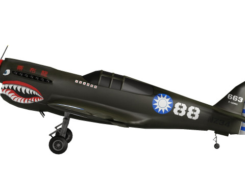 Curtis P 40 Airplane Low-poly 3Dモデル