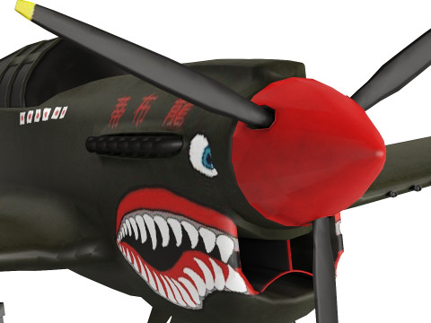 Curtis P 40 Airplane Low-poly Modelo 3D