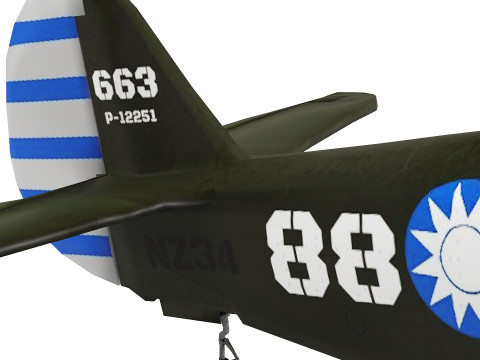 Curtis P 40 Airplane Low-poly Modelo 3D