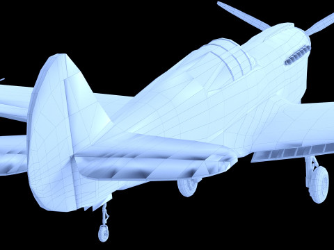 Curtis P 40 Airplane Low-poly Modelo 3D