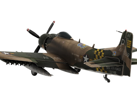 Douglas A-1 Skyraider low-poly 3D Model