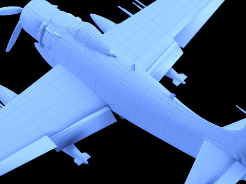Douglas A-1 Skyraider low-poly 3D Model