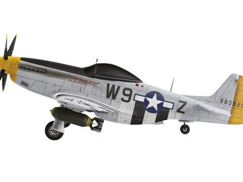 P51D Mustang low-poly 3D Модель
