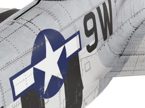 P51D Mustang low-poly 3D Модель