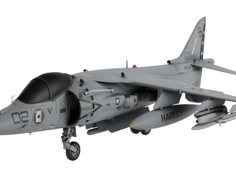 USMC AV-8B Super-Harrier II low-poly Model 3D