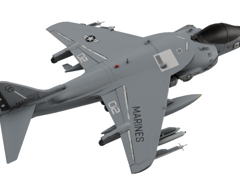 USMC AV-8B Super-Harrier II low-poly Model 3D