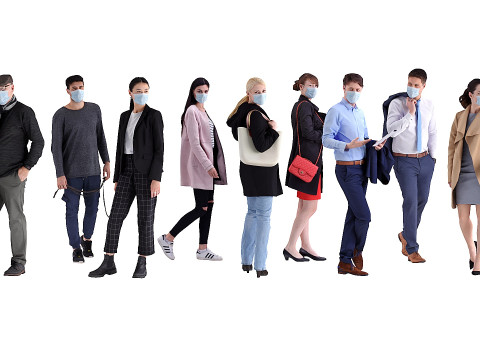 Masked people set 3D Model