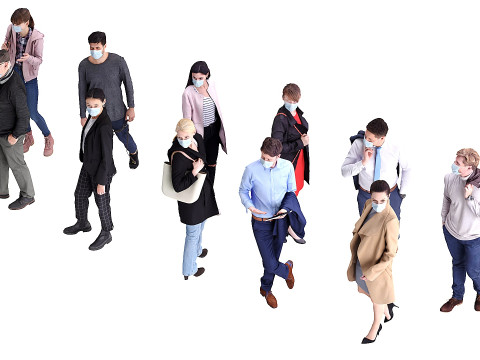 Masked people set 3D Model