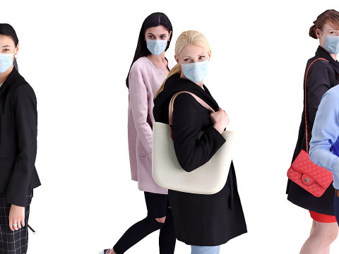 Masked people set 3D Model