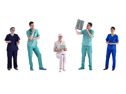 Medical staff set x7 3D Model