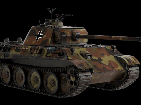 PZV Panther Tank low-poly 3D Model