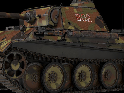 PZV Panther Tank low-poly 3D 모델