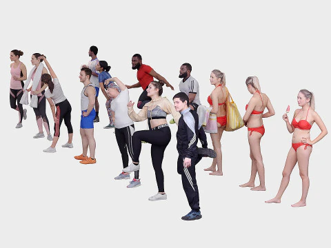 A collection of people athletes 01 3D Model