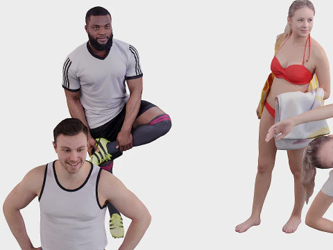 A collection of people athletes 01 3D Model