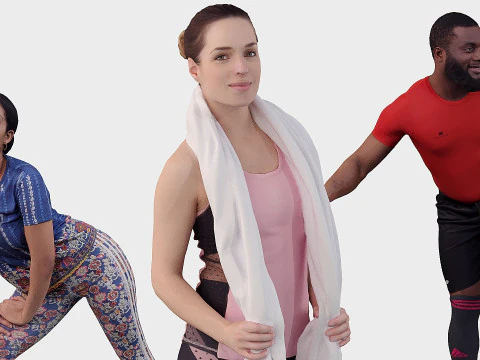 A collection of people athletes 01 3D Model