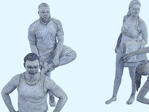 A collection of people athletes 01 3D Model