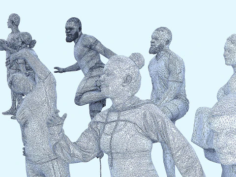 A collection of people athletes 01 3D Model