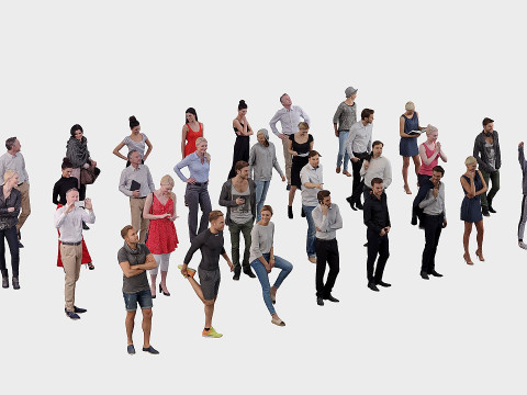 A collection of people in different poses x32 Model 3D